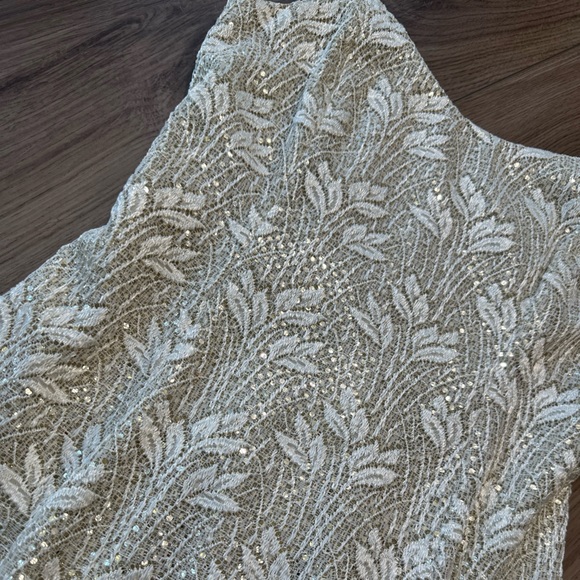 Vintage Cream Sequin Sparkly Crochet Maxi Dress Gown - Picture 10 of 13